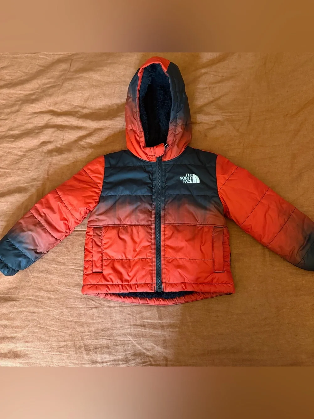 The North Face | Red and Black Hooded Kids Puffer reversible
